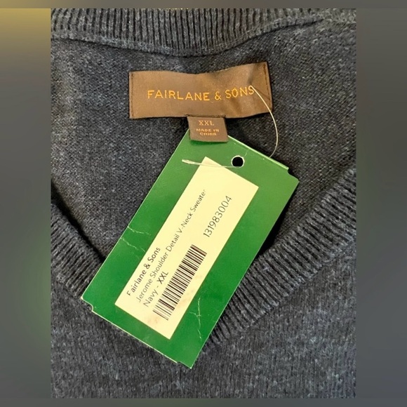 NWT Fairlane & Sons Stitch Fix sweater Blue Navy Size XXL V-Neck Men - Picture 5 of 8